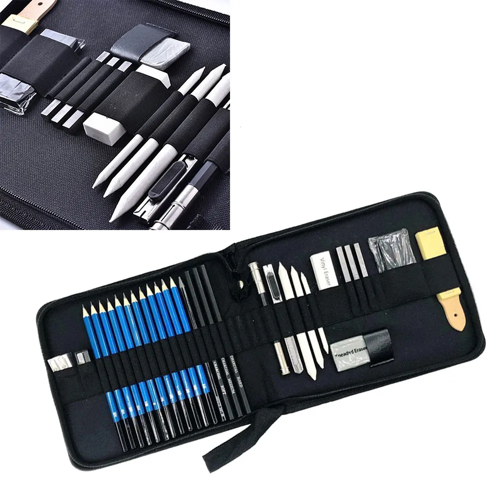 

1Set Drawing Pencils Kit Professional Sketch Tool Set for Beginners Students Teachers Portable Storage Bag Included