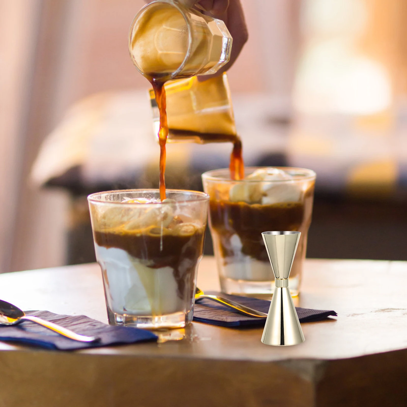 

Stainless Steel Cocktail Double Jigger Wine Measuring Device Bartending Cup Ounce Cup For Bar Accessories Easy