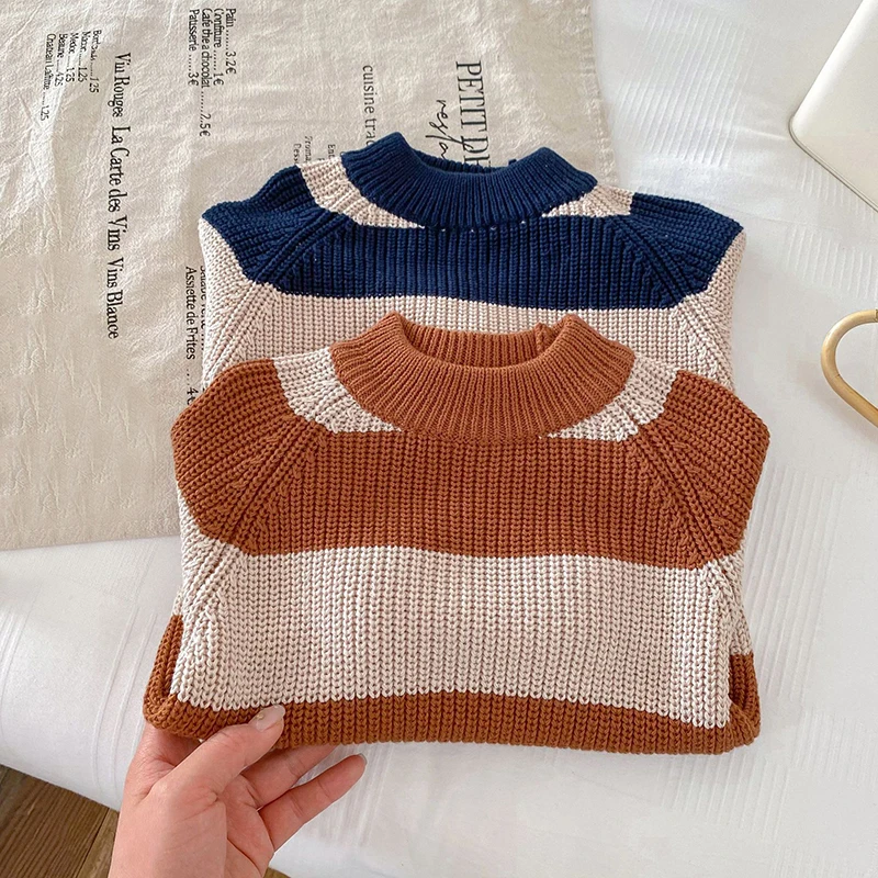 الخريف الشتاء طفل الفتيان الفتيات محبوك سترة القمم 1-6Yrs الاطفال سترة سترة الأطفال شريط سترة محبوك الاطفال الملابس #2