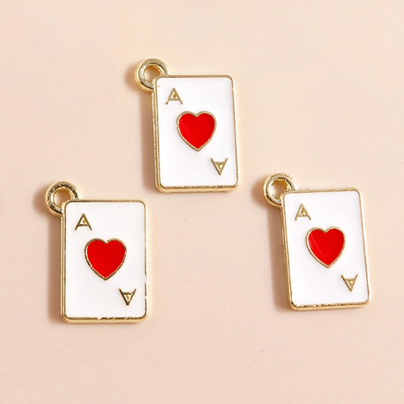 Leslie 10 Stück Niedliche Emaille Bunte Ace Poker Karten-Anhänger für Schmuckherstellung Halskette Schlüsselanhänger DIY Handgemachtes Handwerk – Detail 6