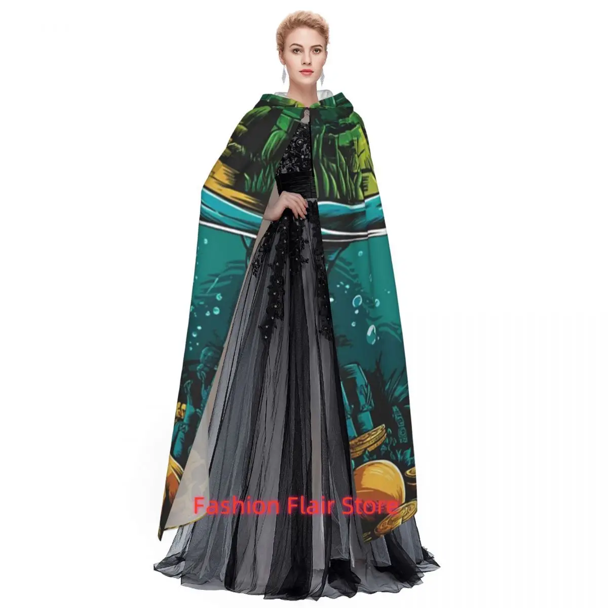 Aztec الكنز عباءة طويلة مقنعين الساحرة القرون الوسطى زي تأثيري كيب هالوين معطف الكبار للجنسين