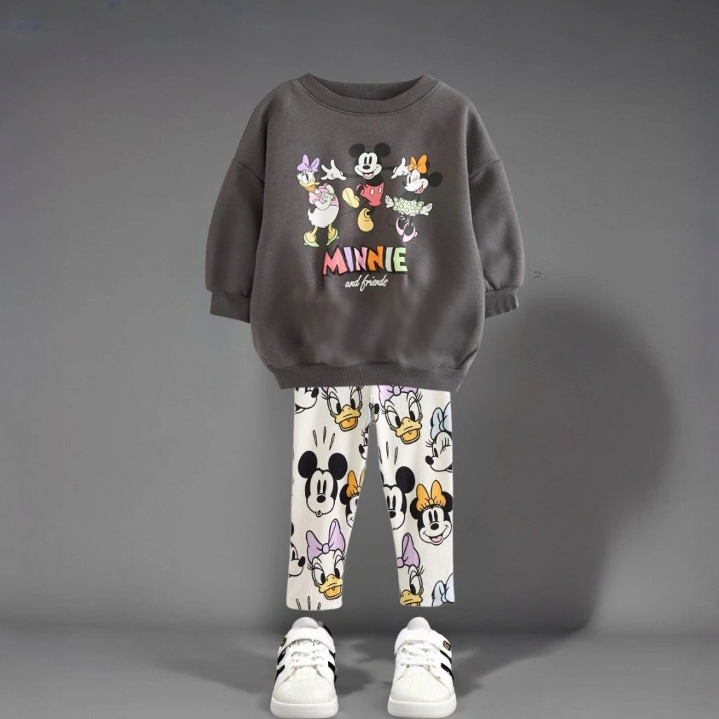 Autumn New Children Clothes Long Sleeve Suit Printed Cartoon Minnie Baby Girls Casual Tracksuits Kids Hoodie + Leggings 2pc/set image 3