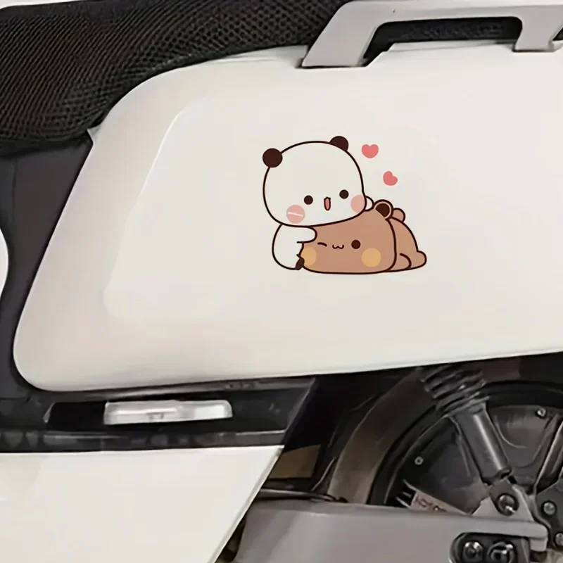 1개 팬더 & 곰 하트 스티커 - 스케이트보드, 노트북 및 휴대폰 케이스용 귀엽고 따뜻한 사랑스러운 분위기 - 탈부착 가능한 트렌디한 장식
