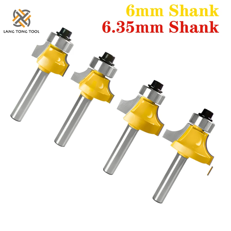 QQQ 4pcs 1/4mm gambo angolo arrotondato punta del Router con fresa per cuscinetti per legno legno carburo di tungsteno