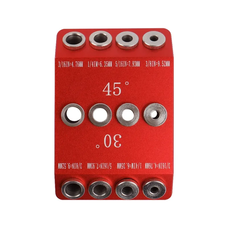 Red Woodworking Punch Positioner 30 Degree 45 Degree Punch Multi-Angle Oblique Hole Woodworking Vertical