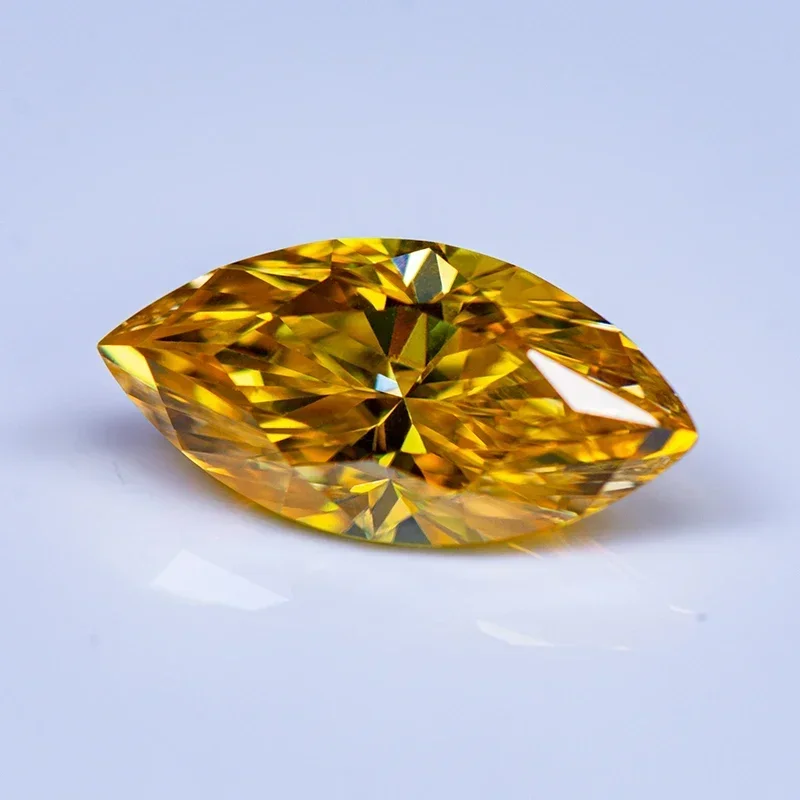 

NEW Moissanite Stone Golden Yellow Color Marquise Cut Lab Grown Gemstone Diamond For DIY Charms Advanced Jewelry Making Material