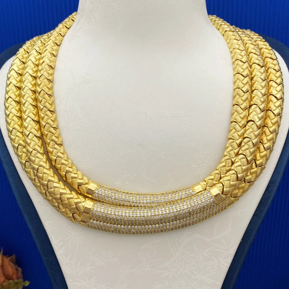 

Ювелирный набор JRH в дубайском стиле с позолотой для женщин: браслет, кольцо, ожерелье, серьги с искусственным цирконом – элитный свадебный аксессуар