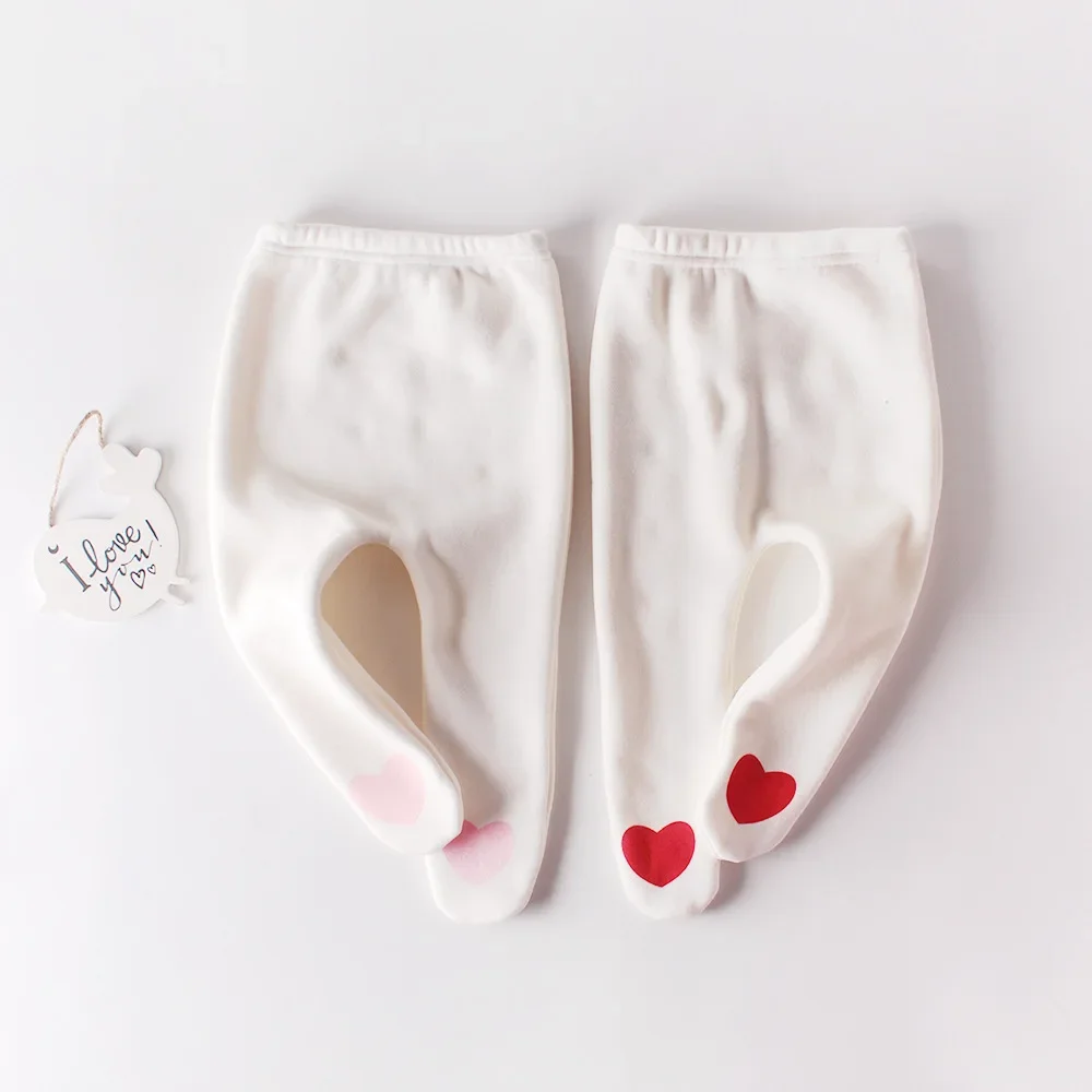 2024 Spring and Autumn Baby Cute Heart Shaped Plush Bottom Pants Cotton Versatile PP Pantyhose