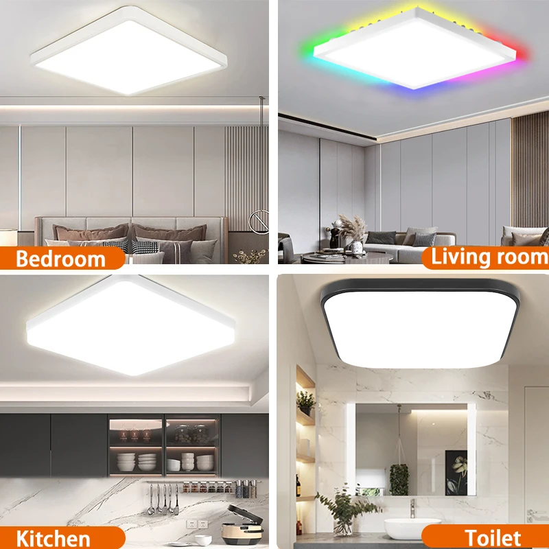 Modern LED Ceiling Lamp Living Room Chandelier Ceiling Light Square LED Panel Light Indoor Lighting Fixture for Bedroom Kitchen