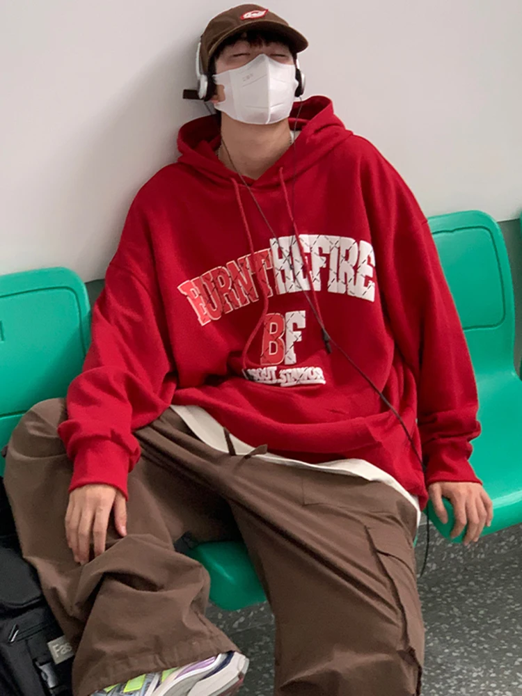 

Мужская толстовка Red Dragon Year Spring New Year: модная американская уличная толстовка-худи из плотной ткани для весны и осени, премиум-класса