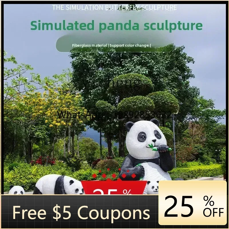 B1 outdoor garden fiberglass simulation animal hairy panda shopping mall garden garden decoration