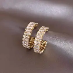 2024 New Fashion Unique Design Elegant Exquisite Light Luxury Zircon C Earrings Women Jewelry Party High-grade Gift Wholesale