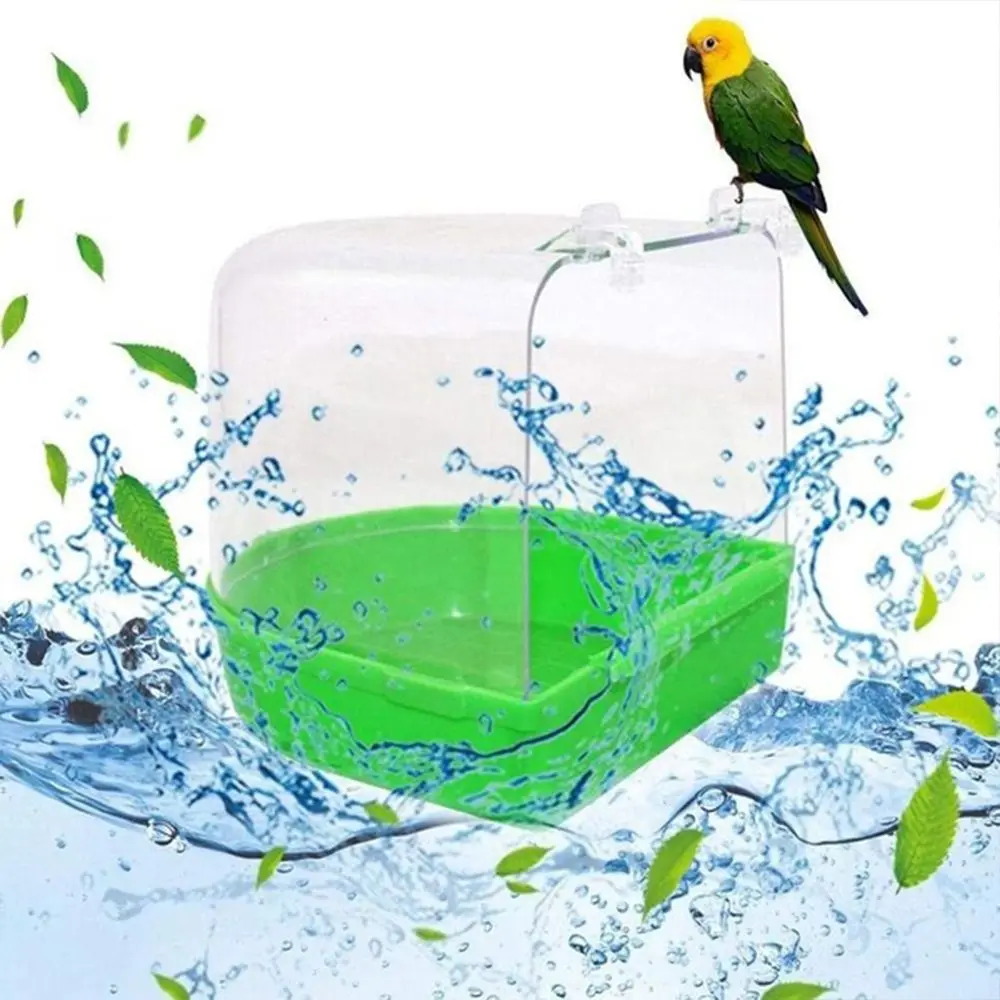 Bathtubs Kit Clear Hanging Bird Bath for Cage Plastic Waterproof Parrot Bathtub Mounted Wear-resistant view 3