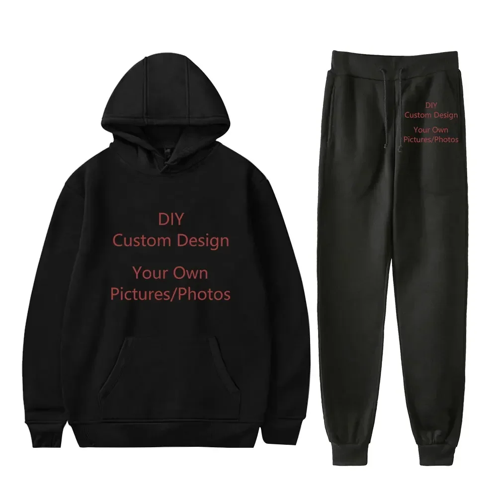 Customized Men Women Tracksuit Two Piece Set Fashion Sweatshirts+Sweatpants Daily Clothes Personality Casual Sports Hoodies Suit