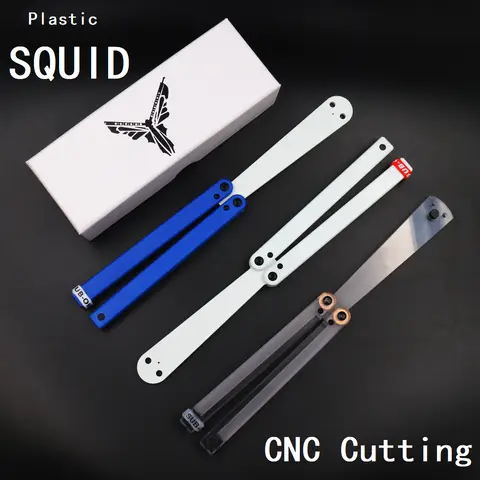 Squiddy Practice Plastic Unshaved Folding Pocket EDC Butterfly knife Balisong Trainer