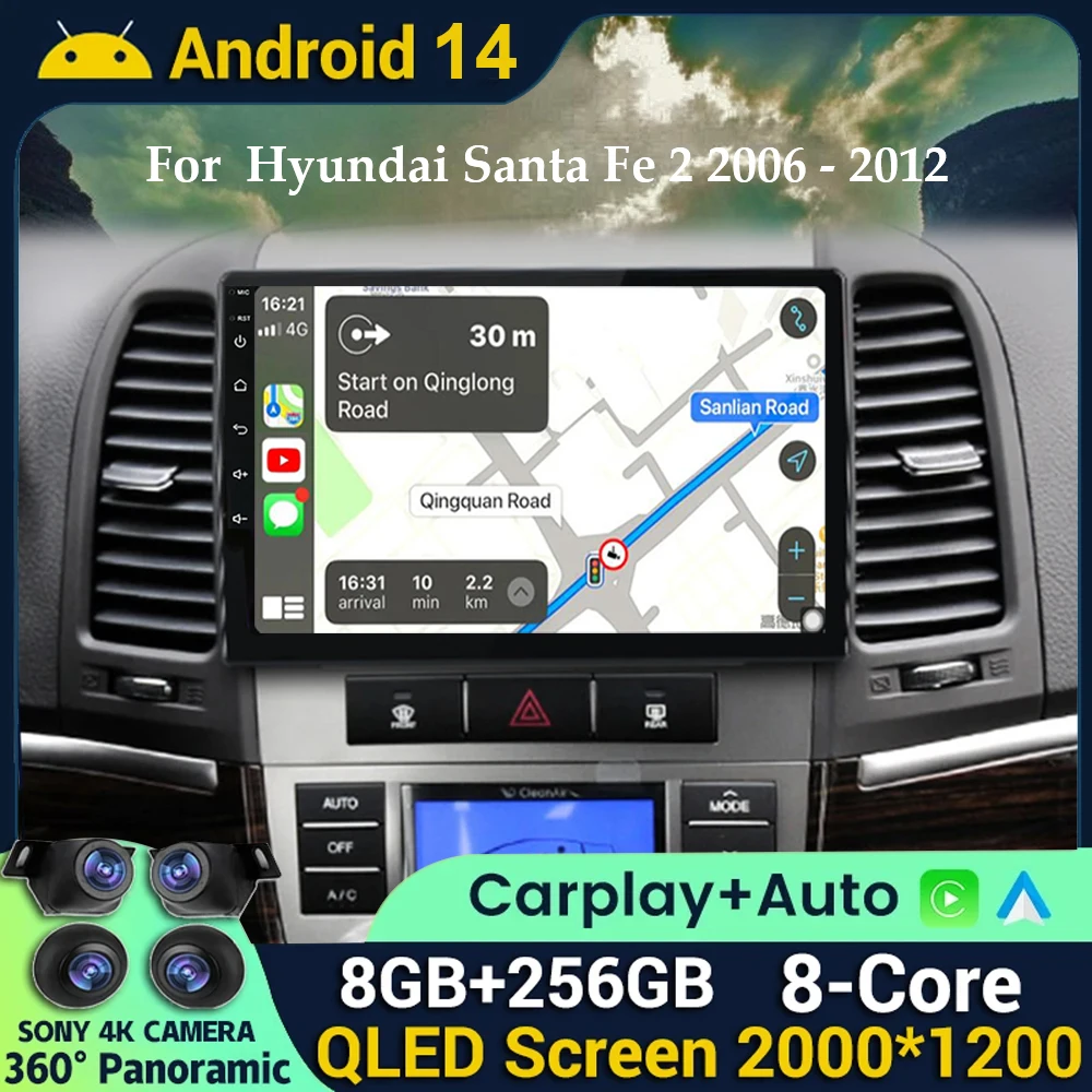 

Android 14 Wireless CarPlay Autoradio for Hyundai Santa Fe 2 2006 - 2012 Car Radio Android Auto GPS Car Intelligent Systems