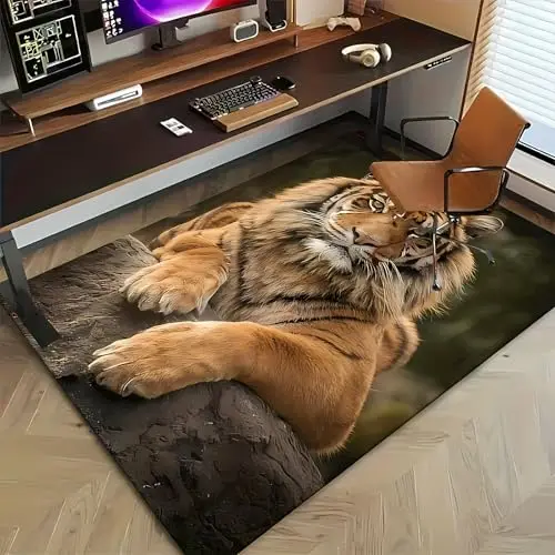 Desktop Floor Carpet Giant Amber Stripes Mascot Textured Dark Stone Ridge Printed Dark Olive Backdrop House Apartment Mat