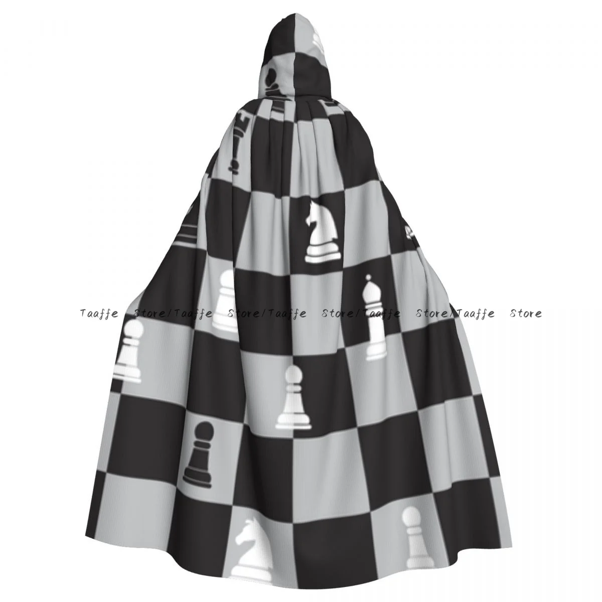 Medieval Halloween Cosplay Cloak Hooded Coat Chess Cape Coat Long Trench Costume Wizard Cloak