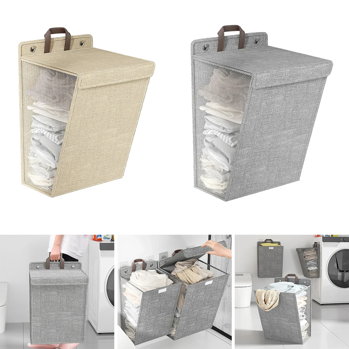 Dirty Laundry Basket Foldable Clothes Storage Basket Wall Mounted Dirty Laundry Basket Home Organization Storage Supplies