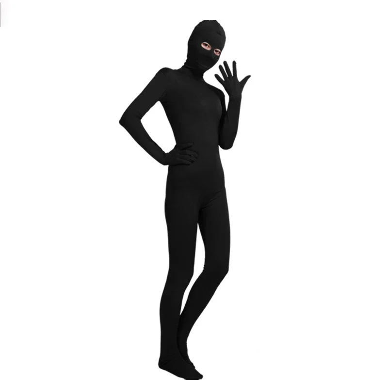 Nuovo capretto adulto Lycra occhio aperto completo del corpo Zentai personalizzato cerniera posteriore seconda pelle attillata Halloween maniche lunghe tuta cosplay