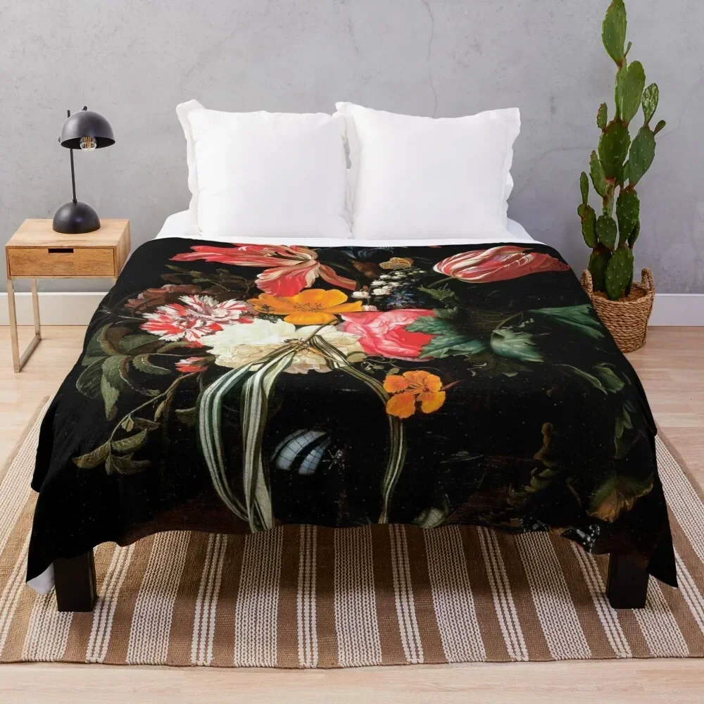 

Still Life Flowers by Maria van Oosterwijck Throw Blanket Bed Beautifuls Blankets