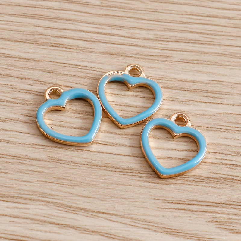 Tusember 20 Stück 11*13mm Süße Emaille-Hohle-Herzanhänger für Ohrringe, Armbänder, Schmuckherstellung, DIY Handgemachtes Zubehör – Detail 9