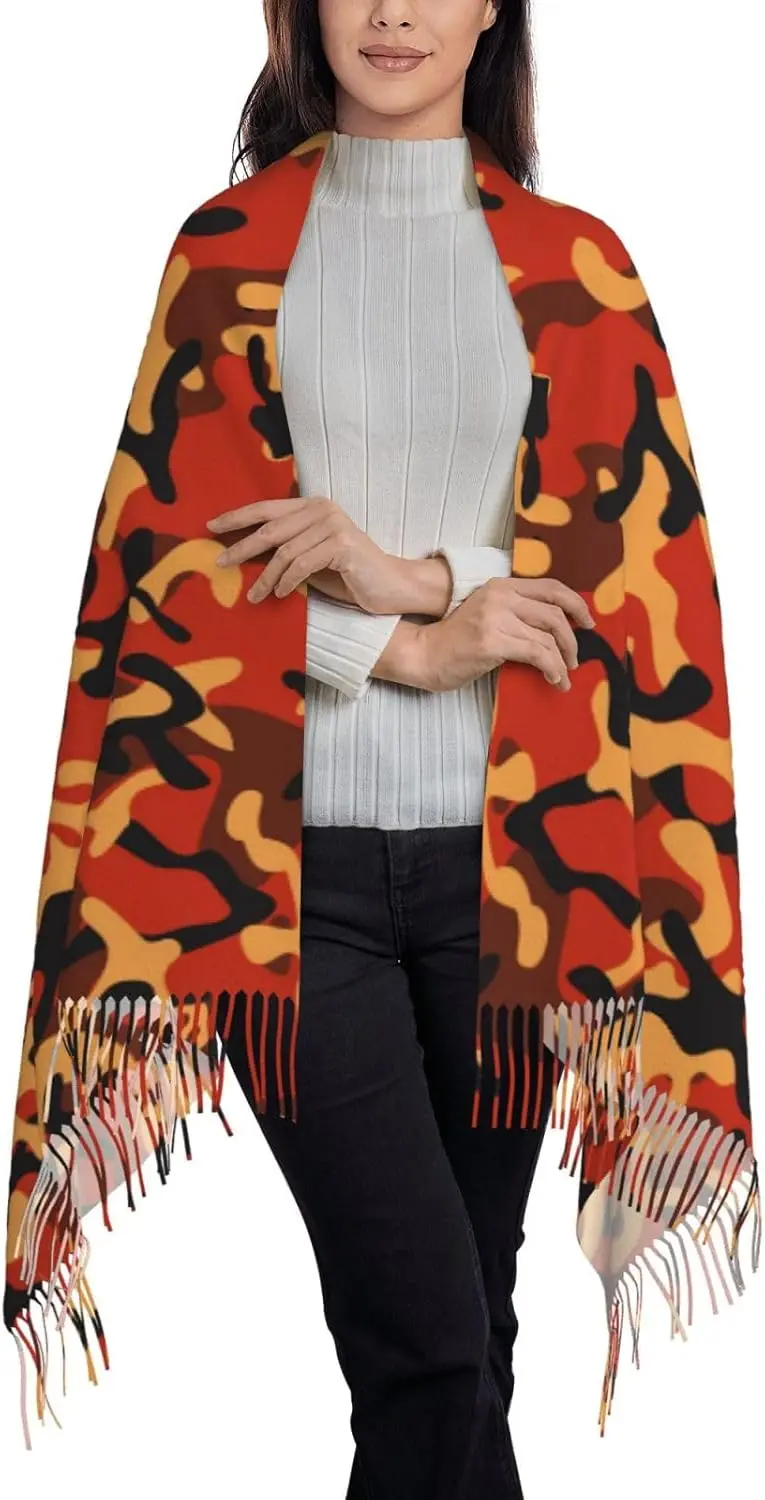 وشاح للنساء أوشحة شتوية طويلة مريحة بشراشيب، أغطية شال عصرية من الكشمير تناسب الارتداء اليومي للسيدات