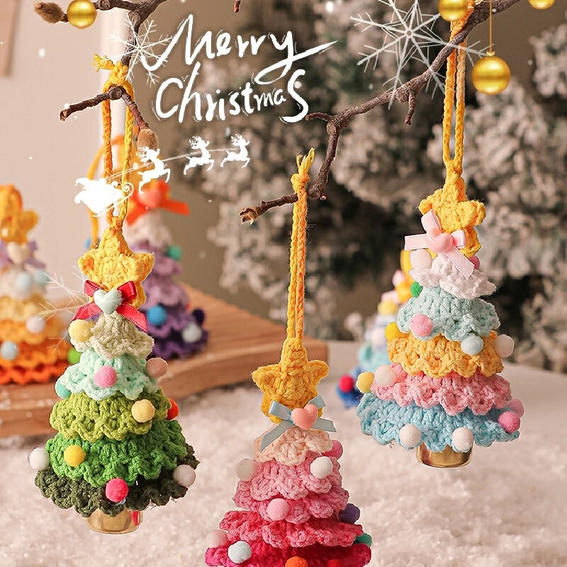 

Оригинальные вязаные крючком подвески для рождественской елки с подвеской в виде колокольчика, Рождество, Новый год, карнавал, вечеринка, домашний школьный декор автомобиля, подарки