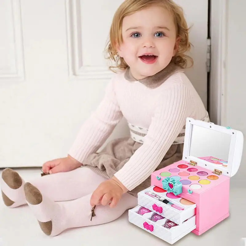 Children Makeup Cosmetics Playing Box Princess Makeup Girl Play Set Makeup Set For Girls Lipstick Eyeshadows Nail Polish Kid toy