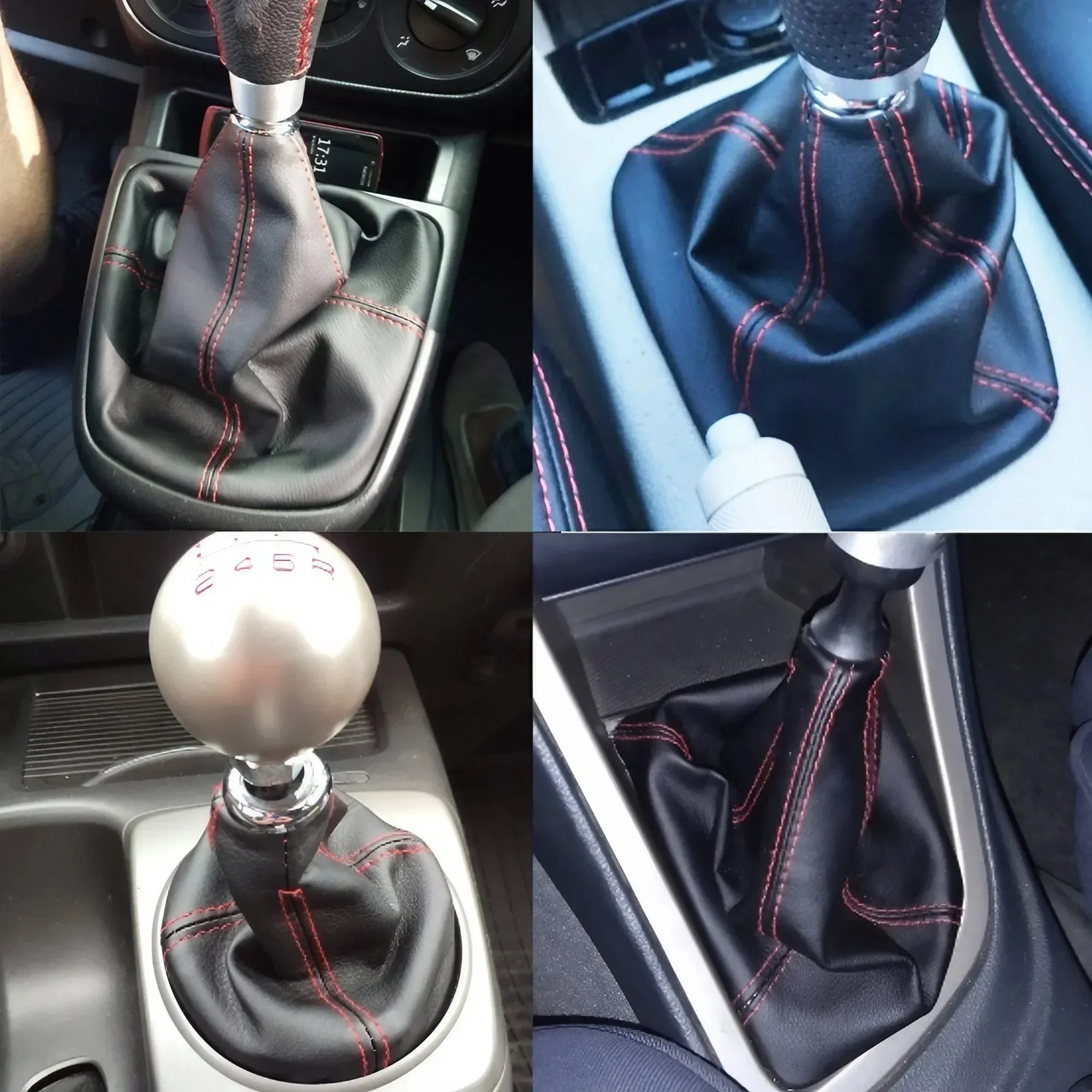 Universal Black Car Gear Shift Knob Boot Lever Stick Shifter Gaiter Cover Red Black Stitch Fits Manual Automatic Transmission