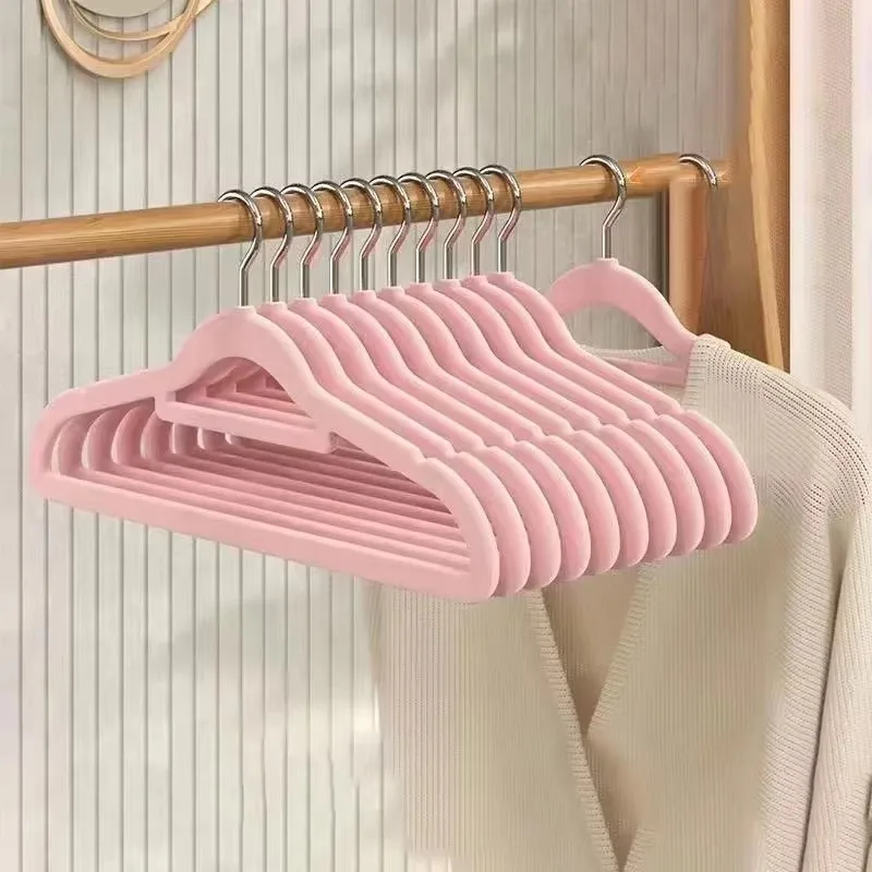

non-slip velvet hanger 30Pcs/Lot 45cm flocking hanger plastic clothing store coat wardrobe home clothing store organization