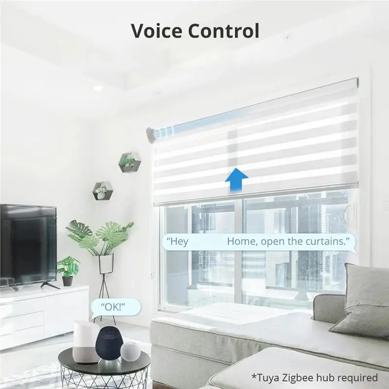 N15R-Zigbee Rechargeable Roller Shade Blinds Motor For 37Mm 38Mm Tube Work With Tuya Zigbee For Google Home Voice Control
