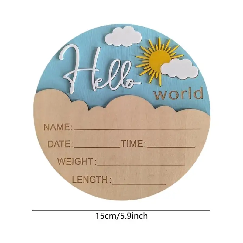 U13F الخشب الطبيعي مرحبا الطفل علامة لإعلان الميلاد التصوير الحضانة الديكورات حديثي الولادة تذكار الذاكرة هدية #6