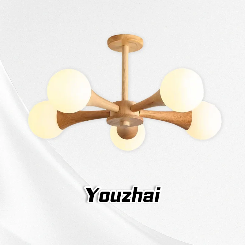 

Nordic Magic Bean Bedroom Light, Wooden Style Room Ceiling Light, Personalized Home Solid Wood Art Lamp