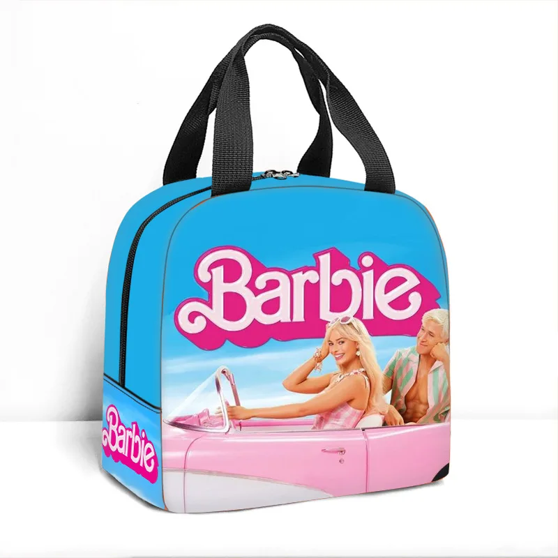 Kawaii Barbie Insulated Lunch Bag Anime Outdoor Portable Portable Camping Picnic Lunch Bento Insulation Handbag Cooler Pouch