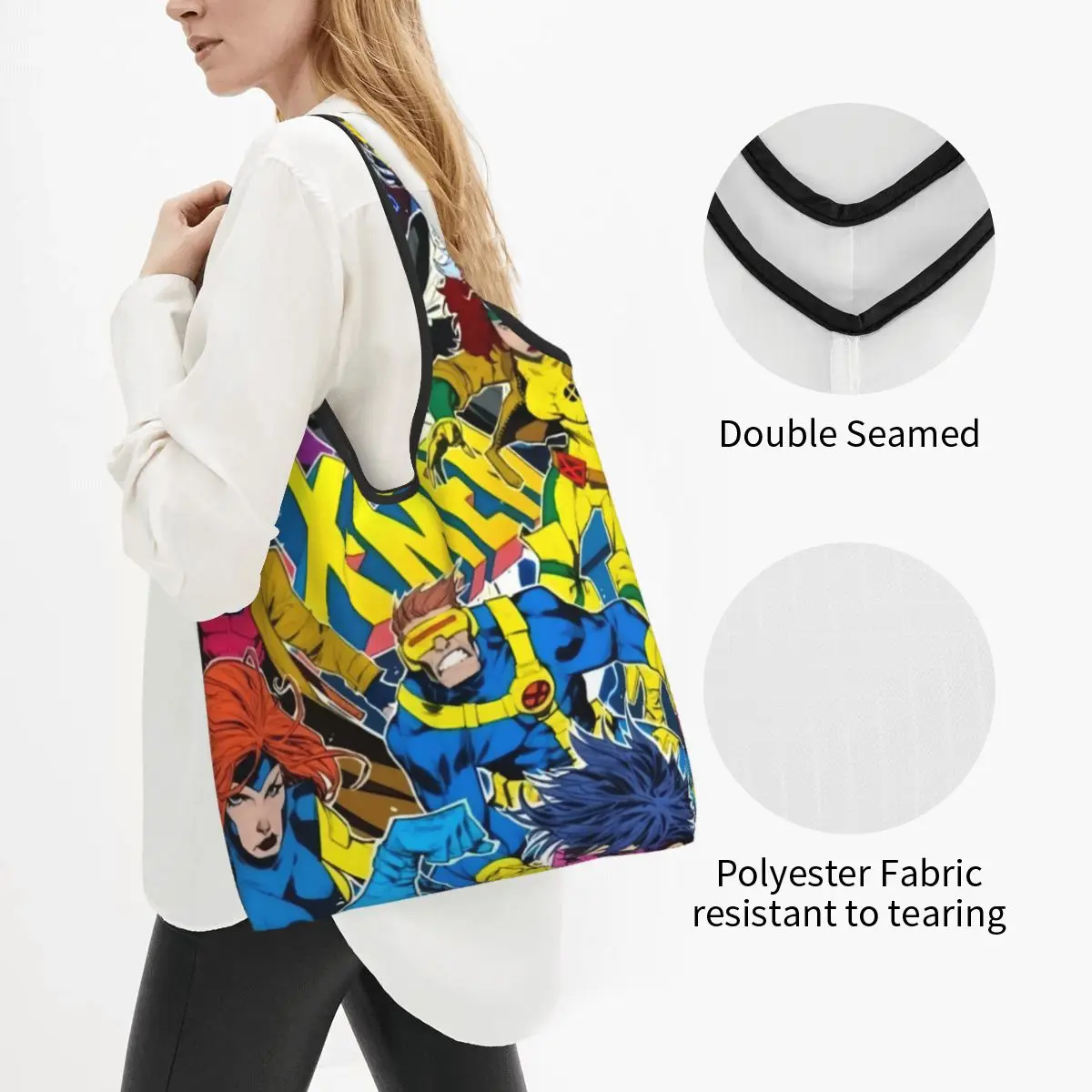 Custom Funny Disney X-Men Marvel Film Shopping Tote Bag Portable Grocery Shopper Shoulder Bag