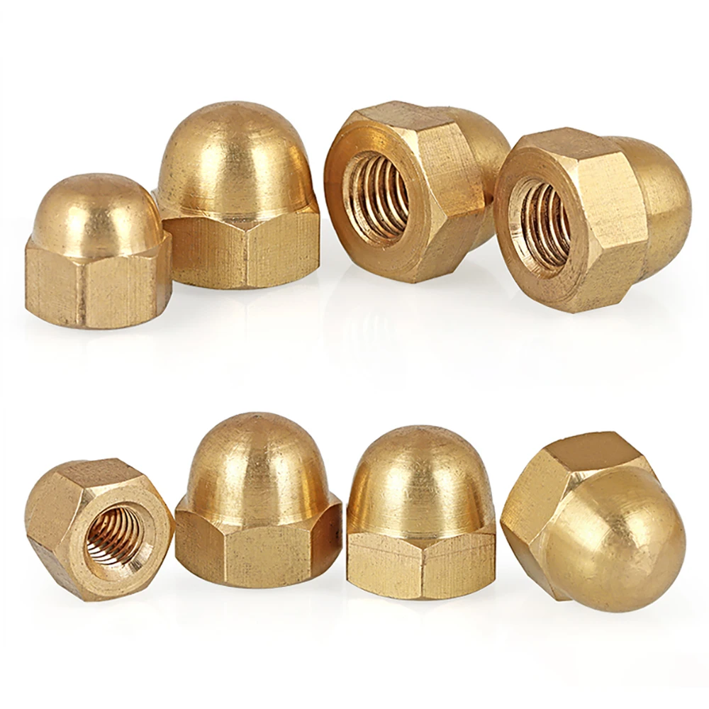 Weiyi Messing-Eichelmuttern DIN1587 M3 M4 M5 M6 M8 M10 M12 M14 M16 M18 M20 Messing-Kappen-Sechskantmuttern Dekorative Kuppelabdeckung Halbkreismuttern – Detail 6