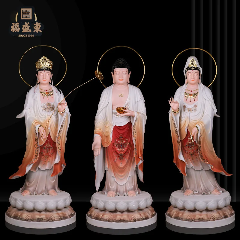 YFY Western Three Saints Buddha Statue Resin Lilian Guanyin Buddha Statue Home Offering Amitabha Buddha Statue