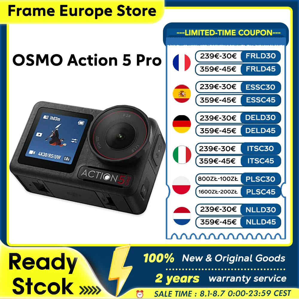 【LOCAL+】DJI OSMO Action 5 Pro Combo 1/1,3″ Sensor 4 Stunden verlängerte Akkulaufzeit Dual OLED Hochhelligkeits-Touchscreens EU-Lagerbestand