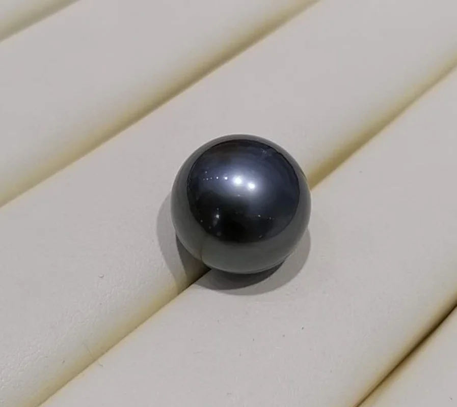 

Huge Elegant 13mm Natural Sea Genuine Black Round Loose Pearl Undrilled Jewelry احجار كريمة