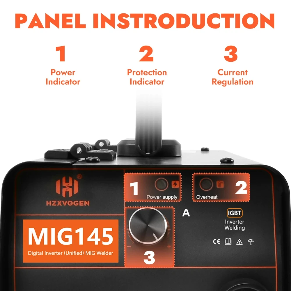 Imagem -04 - Máquina de Solda Gasless Hzxvogen Soldador Mig Semiautomático Fluxo Mig145