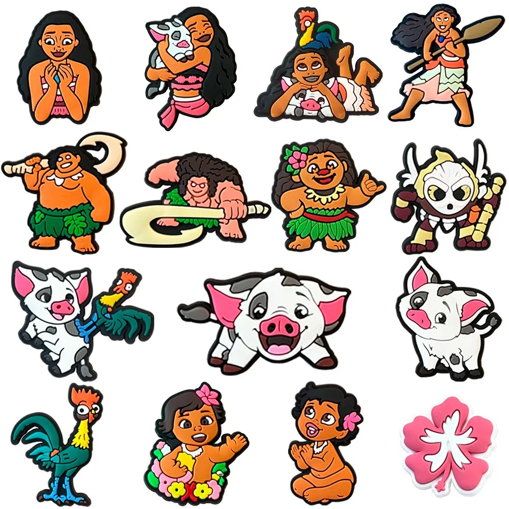 

Hot Toys 15/50pcs Moana Shoe Charms Accessories Decorations PVC Classic Clog Buckle for Kids Party Xmas Gifts