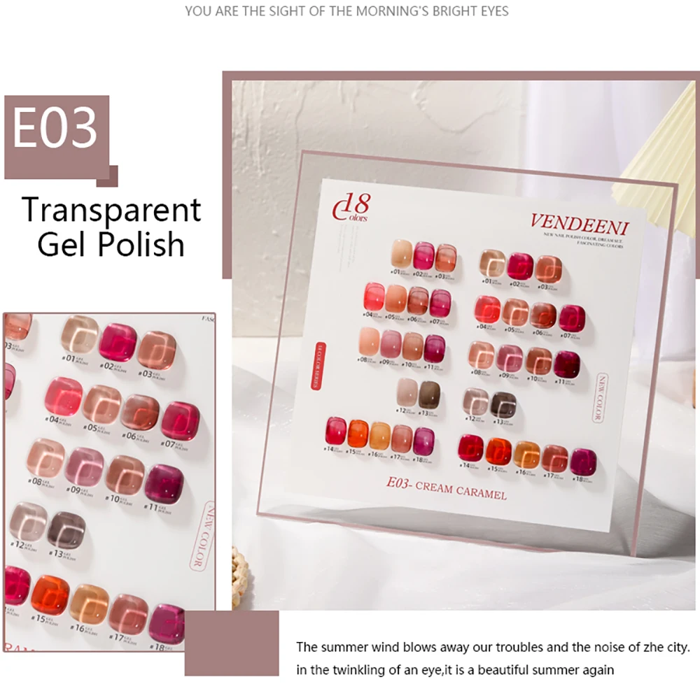 Vendeeni 18 Farben Reiner Farbgel-Nagellack-Set Semi-Permanenter UV-LED-Soak-Off-Gel-Lack Nagelkunst-Gel-Lack mit Display – Detail 6