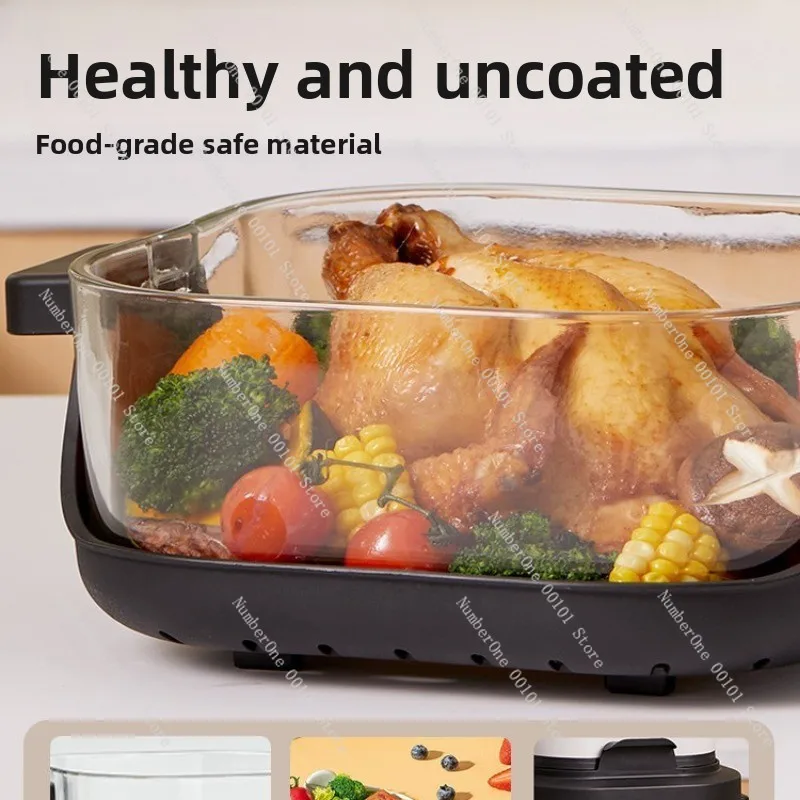 Household Multi-purpose Air Fryer Visible High Borosilicate Glass Large Capacity Bake Fry Integrated Machine