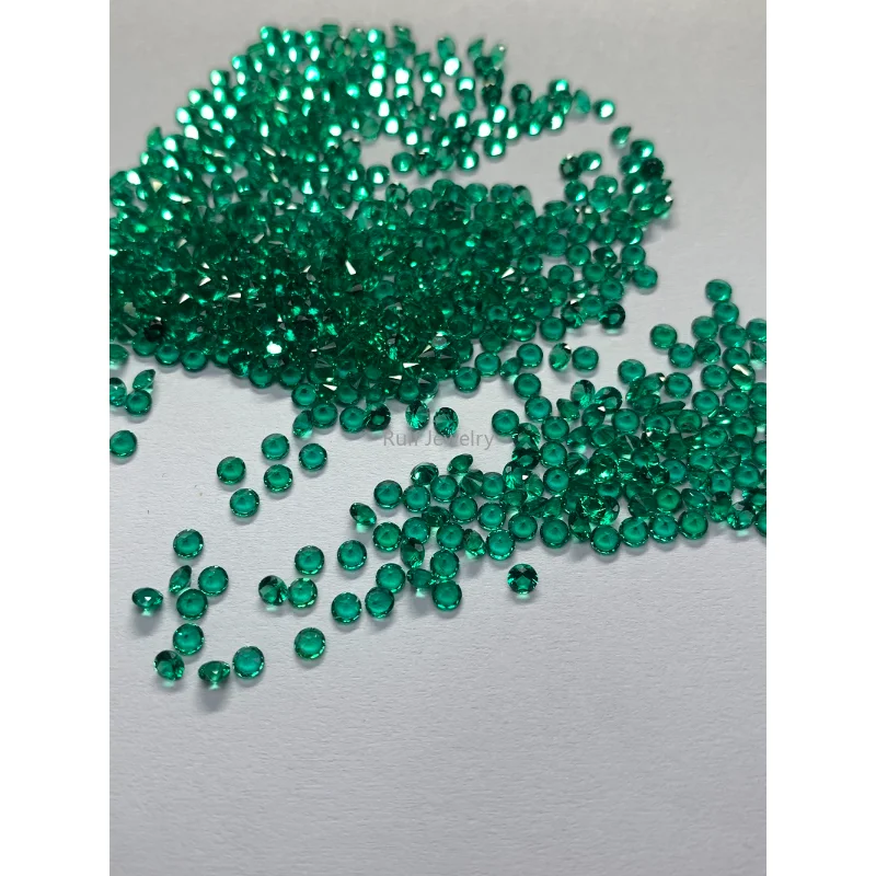 

Ruif 0.8-3.0MM Round Shape Melee Size Lab Grown Hydrothermal Emerald Loose Gemstone Including Minor Cracks Inclusions