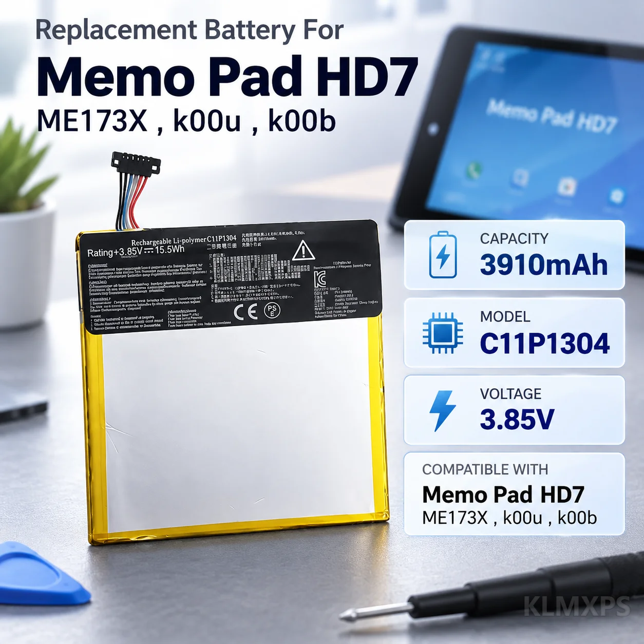 Tablet Replacement Battery C11P1304 3910mAh Lithium Battery For Asus MEMO PAD HD 7 ME173X K00B K00U Compatible Repair Part