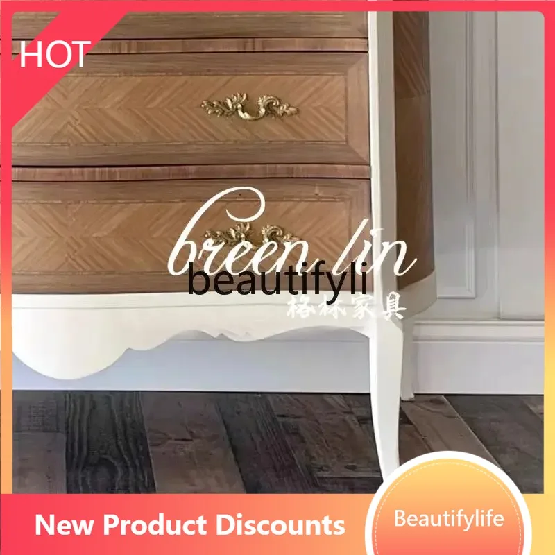 

smt53 French retro solid wood chest, American country living room decorative cabinet, storage, display cabinet