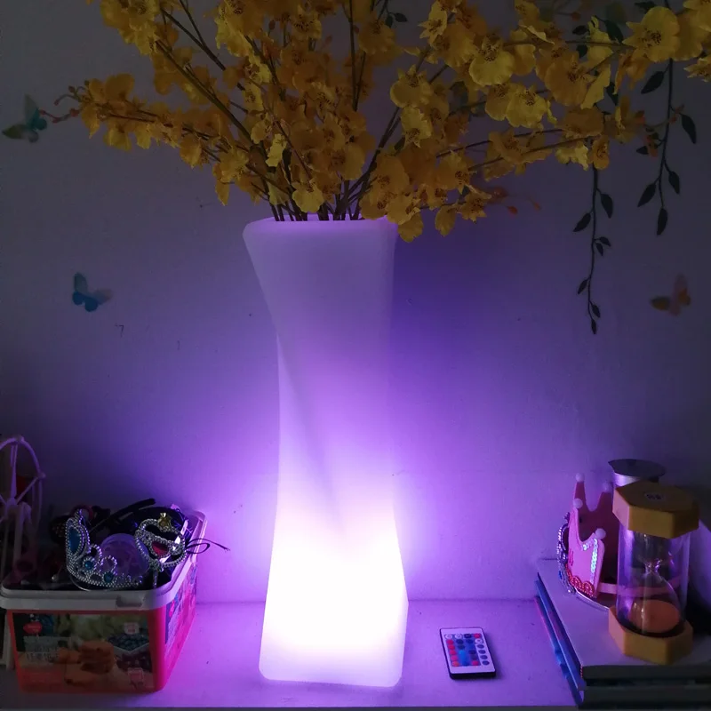 D15.5*W15.5*H50cm, LED Flower Pot, With Remote Controller, LED Lighting, 16 Color, RGBW, Water Resistant Planter, Bar Club, 1Pc