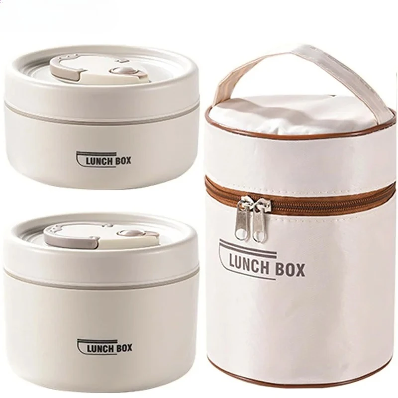 

Портативный термоизолированный набор контейнеров для обеда для взрослых, штабелируемый ланч-бокс из нержавеющей стали для горячей еды, герметичный термоконтейнер для продуктов