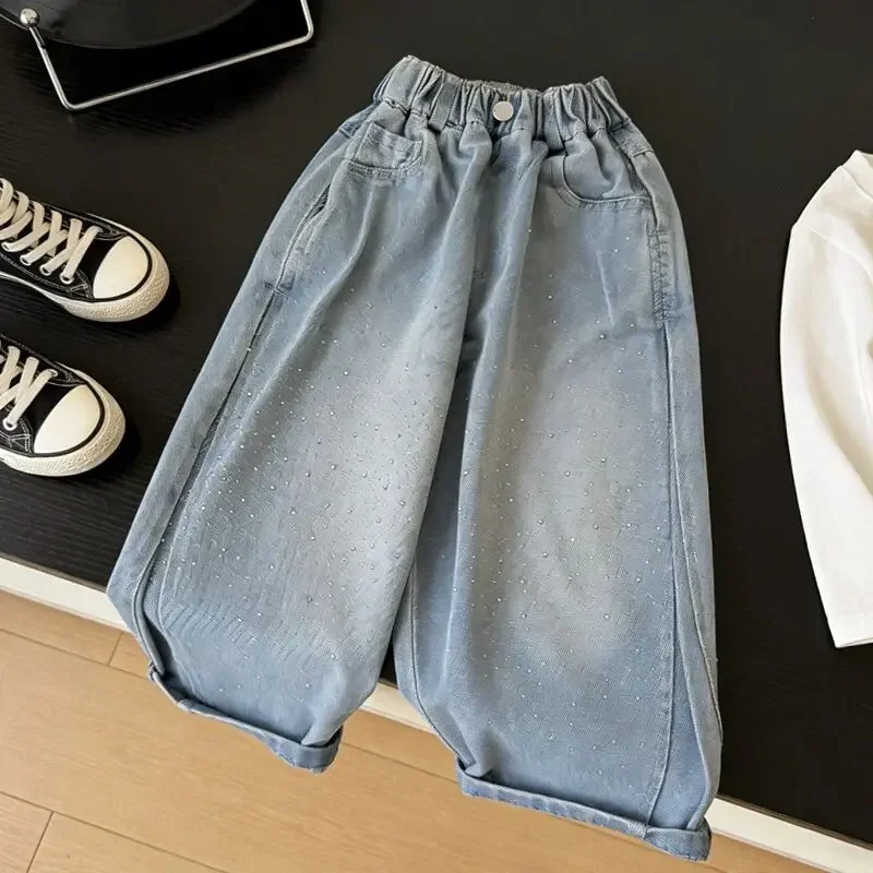 

Spring and Autumn Boys' Jeans 2026 New Fashionable Children's Diamond studded Loose Pants